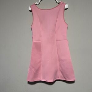 SHEIN Pink Bow Back Dress Women's Large Scuba Knit Fit & Flare Sleeveless